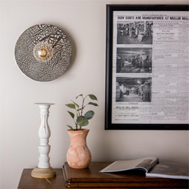 Bog Oak Black Clay Wall Light